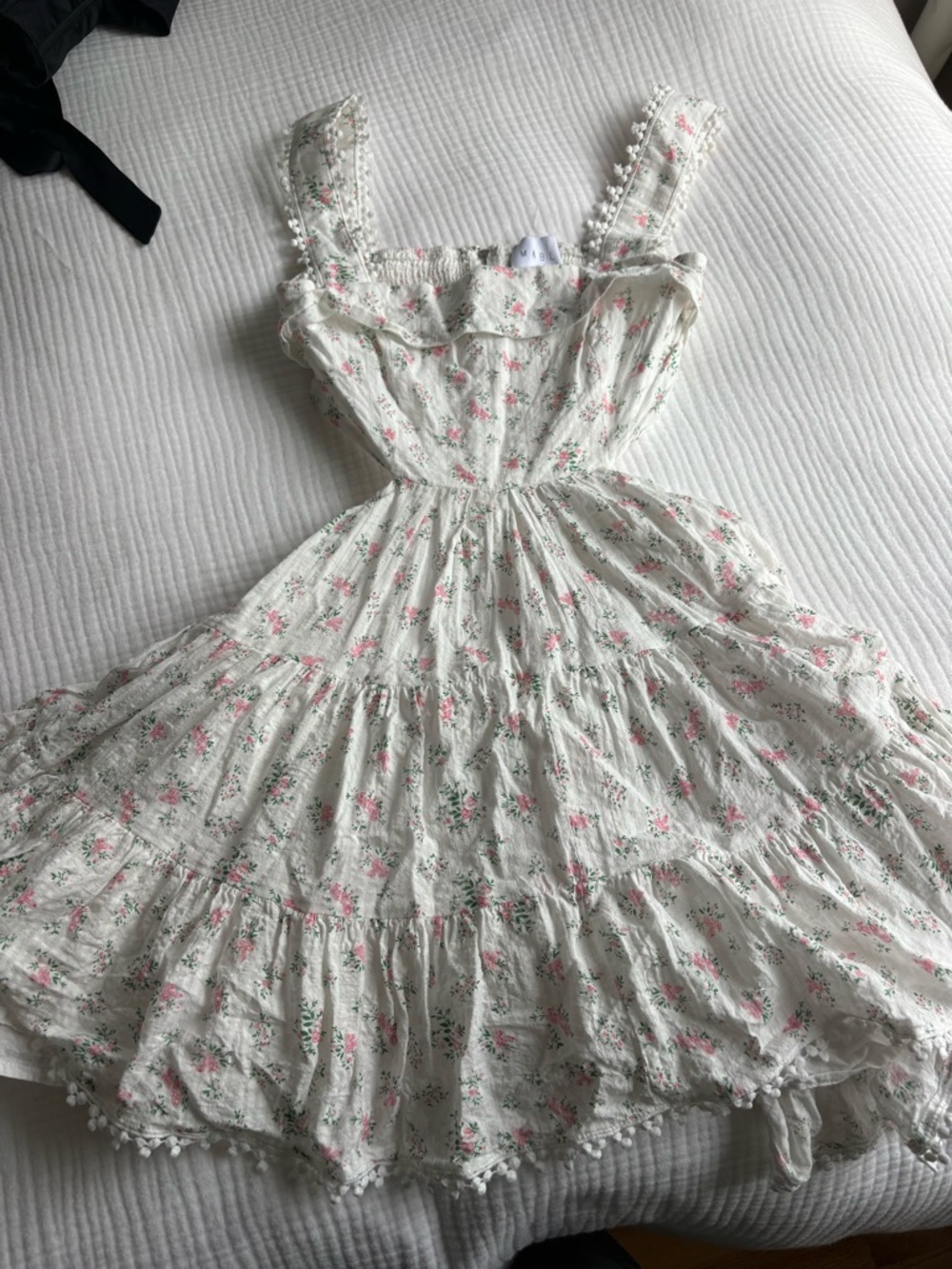 Floral Ruffle Sundress with Pom Trim